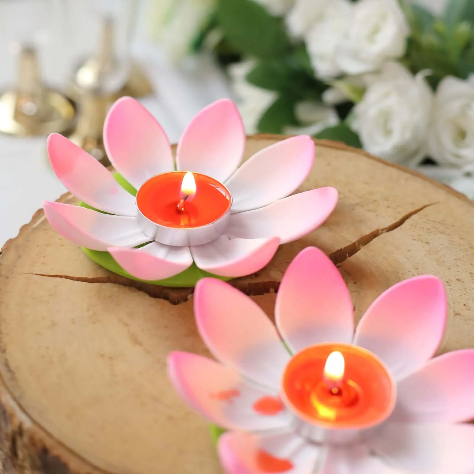 10 Pack 5" Colorful Lotus Flower Floating Tea Light Candle Lanterns, Assorted Water Lily Candles