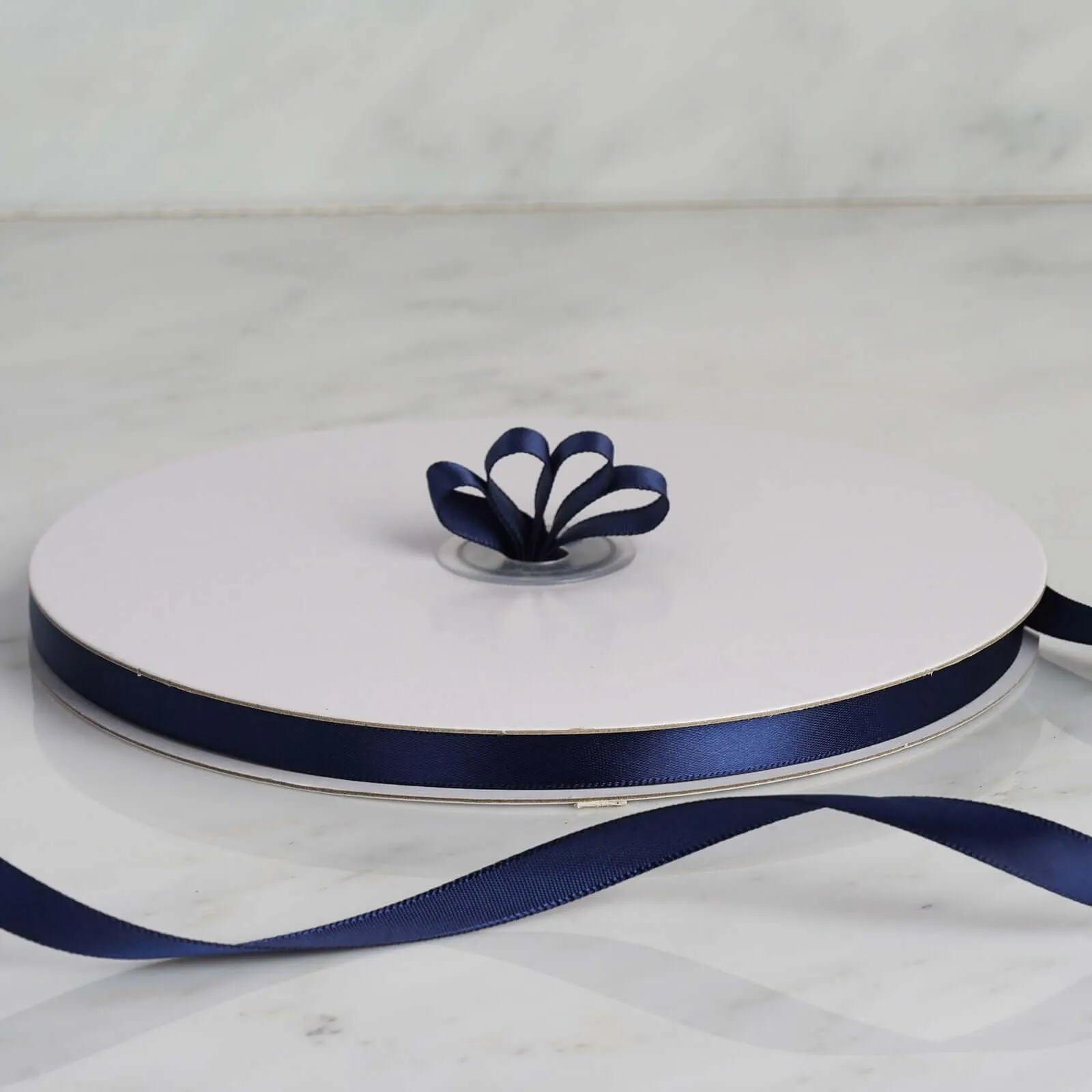 100 Yards 3 8" Navy Blue Single Face Decorative Satin Ribbon