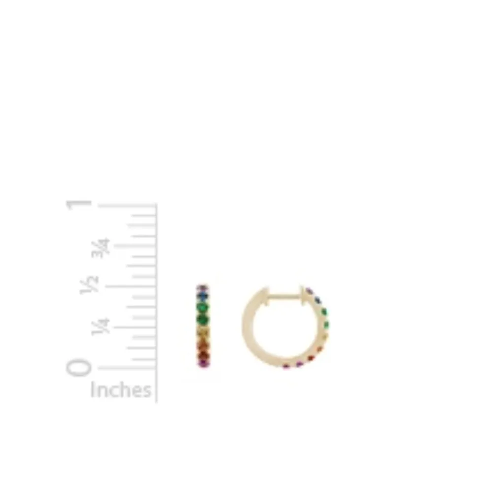 14k Multi-Color Sapphire Hoop Earrings