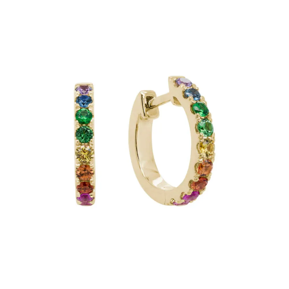 14k Multi-Color Sapphire Hoop Earrings