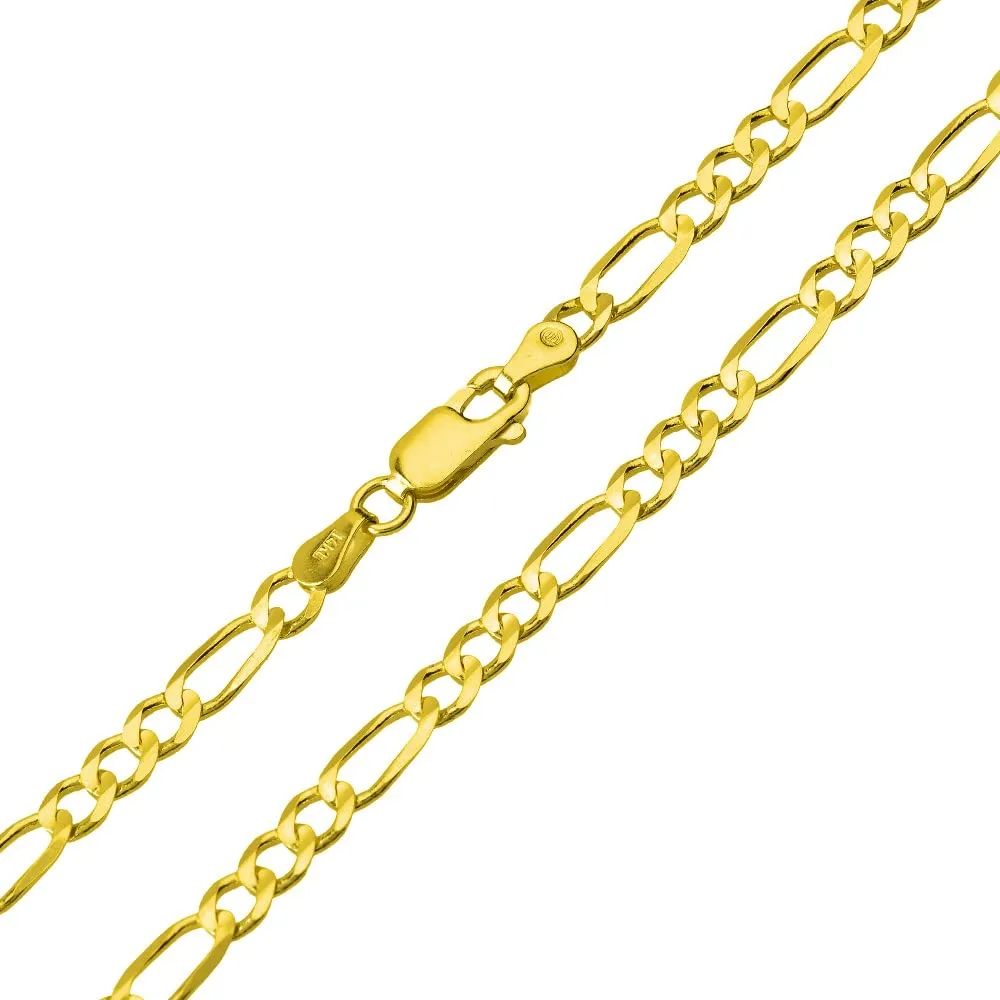 14k Solid Yellow Gold Large Slender Cross Pendant with Rolo Cable, Cuban Curb, or Figaro Chain Necklace (1.25 Inch Height)