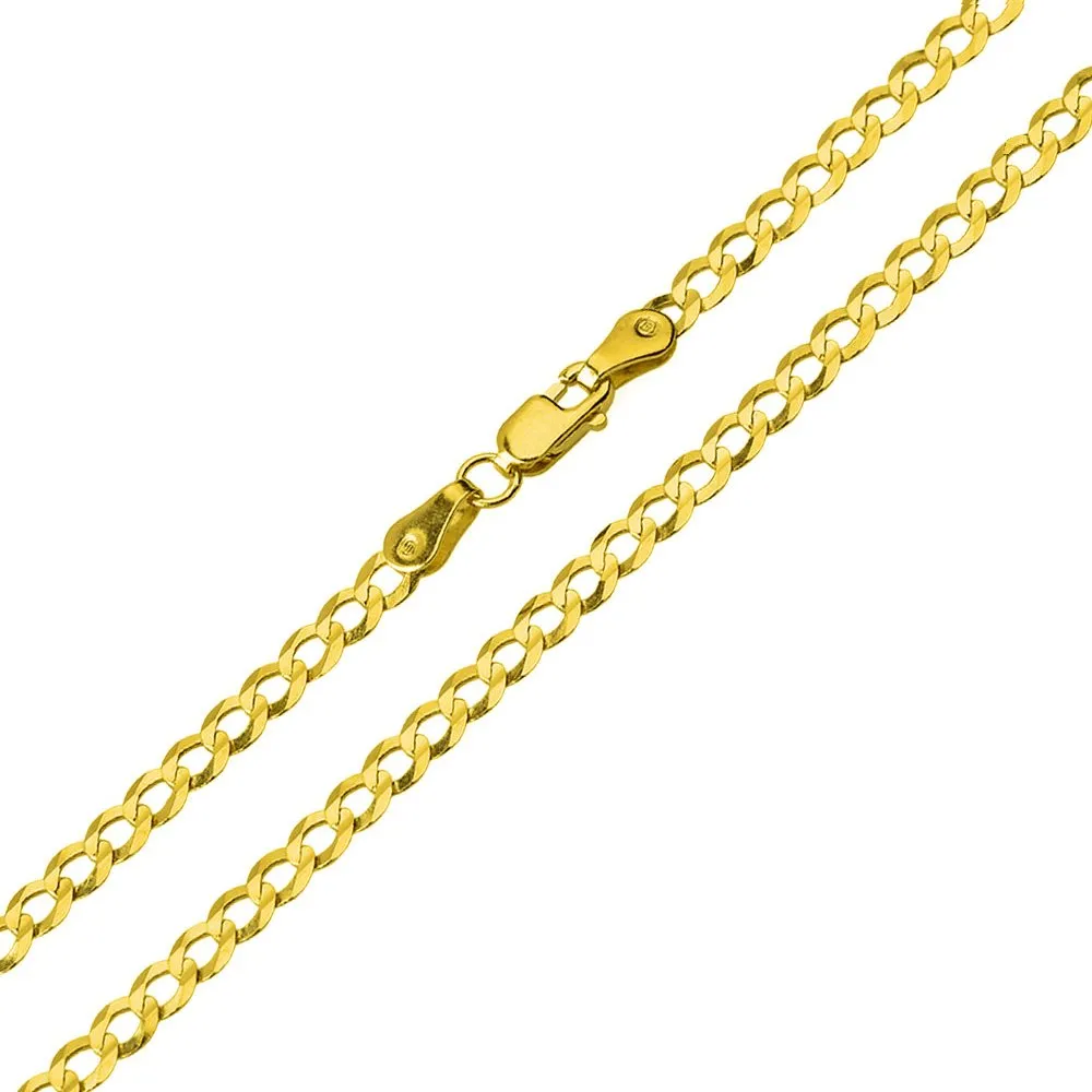 14k Solid Yellow Gold Large Slender Cross Pendant with Rolo Cable, Cuban Curb, or Figaro Chain Necklace (1.25 Inch Height)