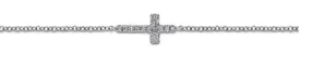 14K White Gold Diamond Cross Chain Bracelet