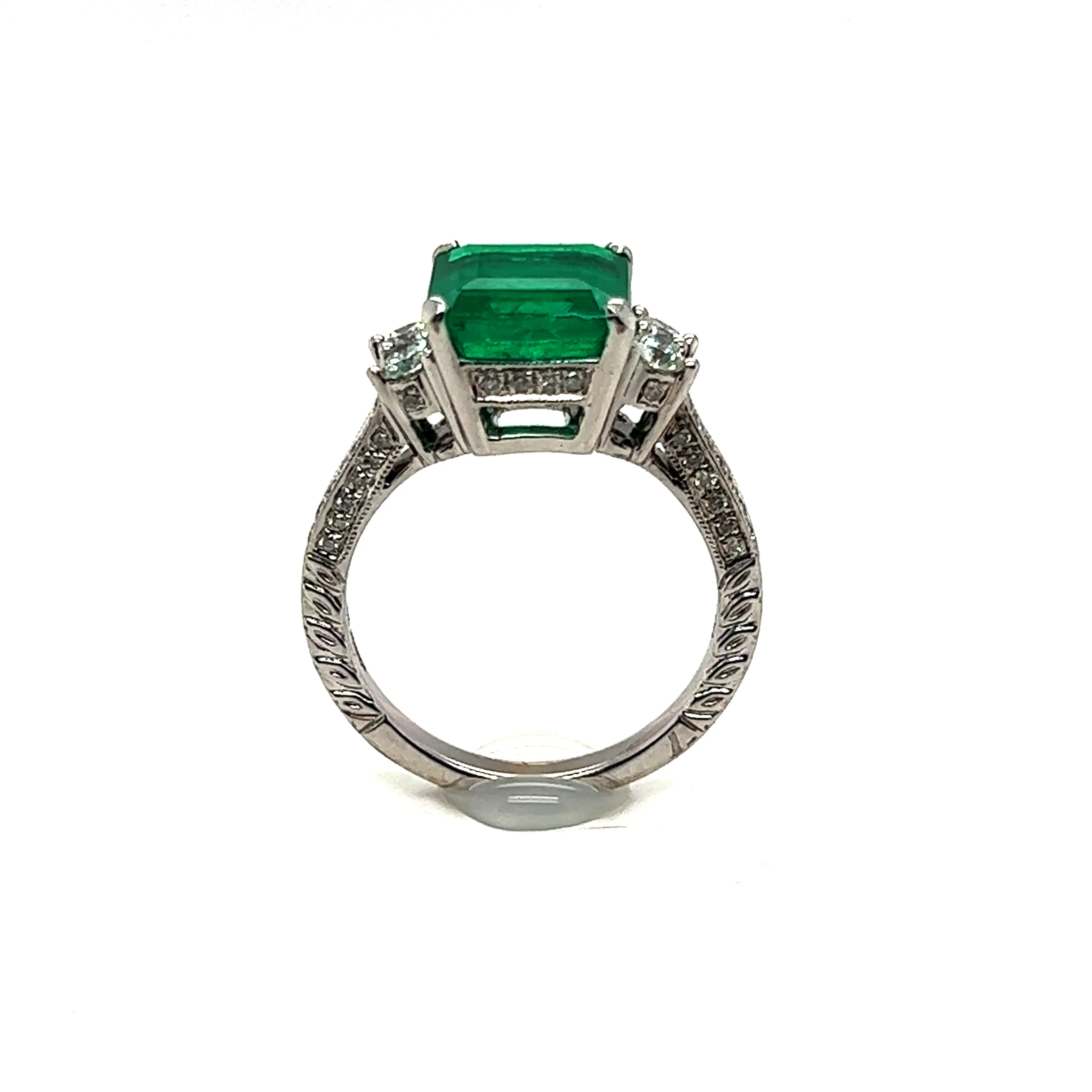 18k Couture Emerald and Diamond Ring