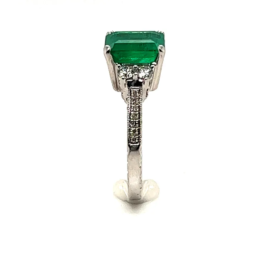 18k Couture Emerald and Diamond Ring