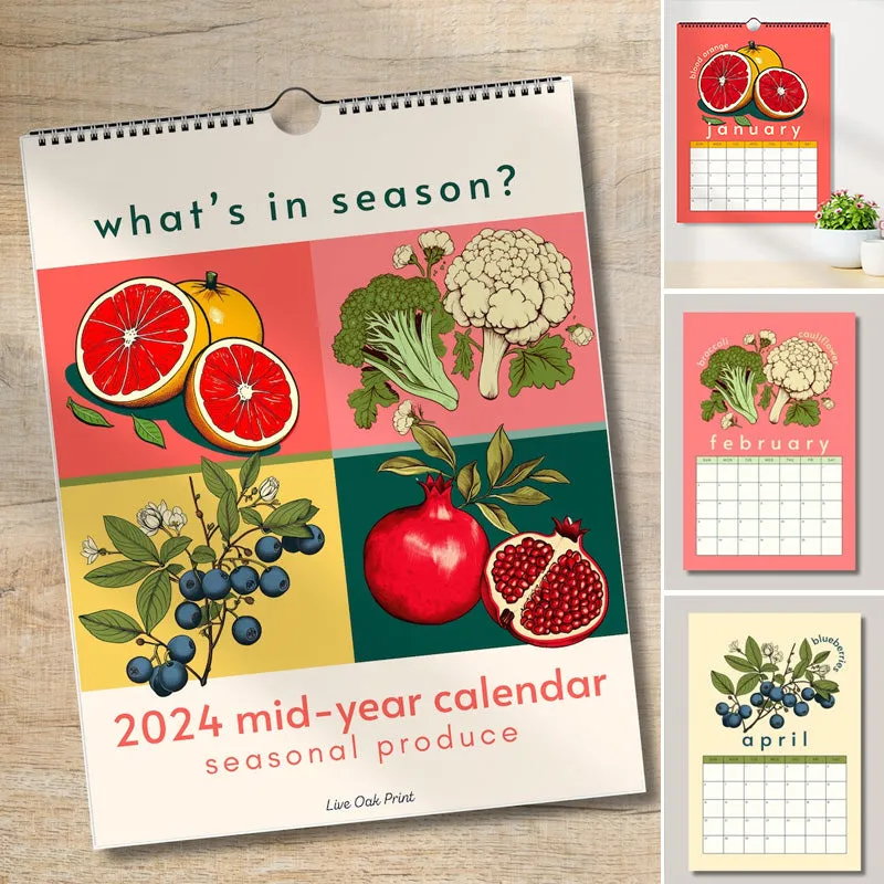 2024-2025 Seasonal Fruits and Vegetables Mid Year Calendar