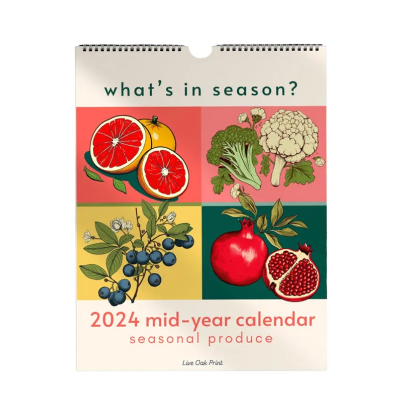 2024-2025 Seasonal Fruits and Vegetables Mid Year Calendar