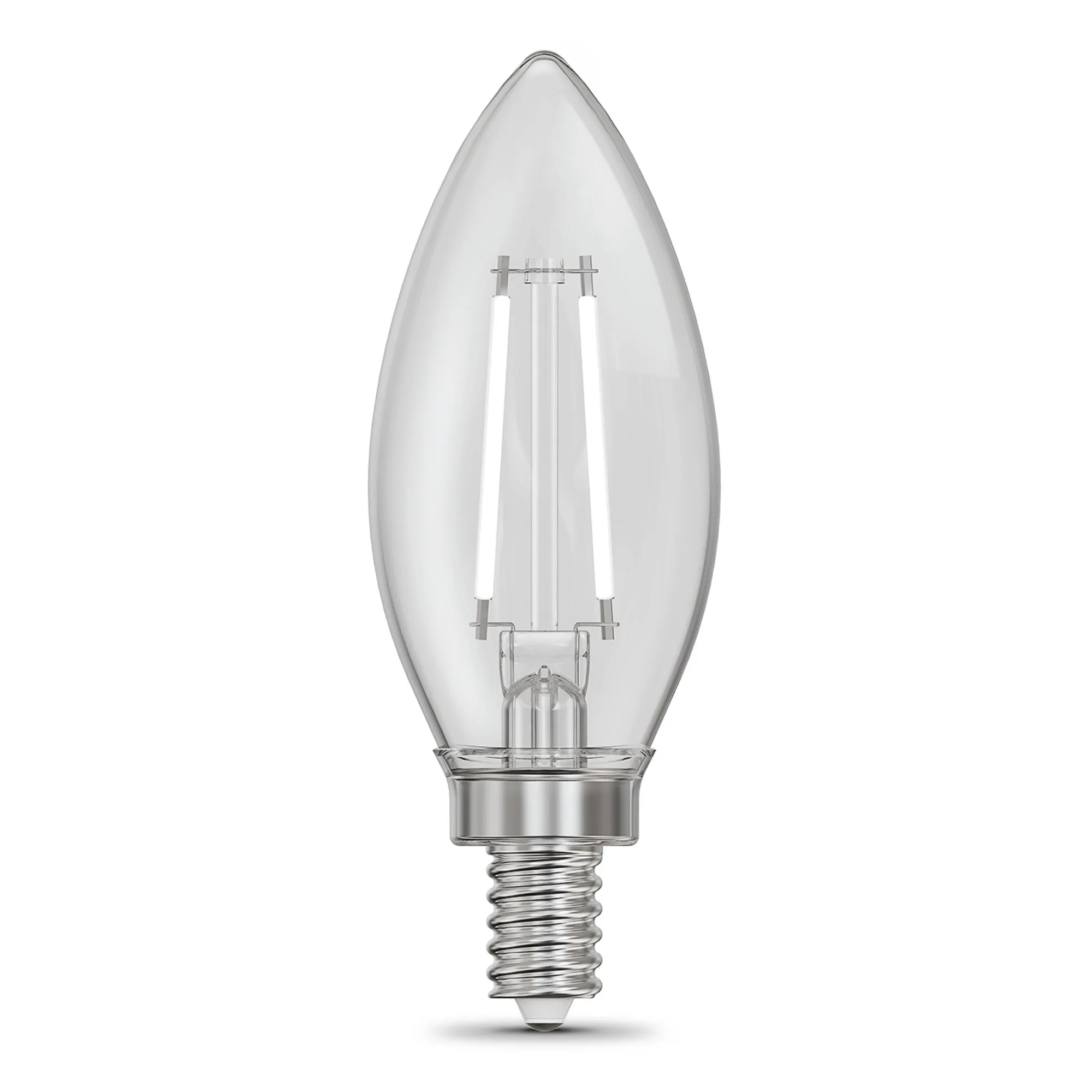 2.2W (25W Replacement) Daylight (5000K) E12 Base B10 Torpedo Tip Dimmable White Filament LED Bulb (3-Pack)