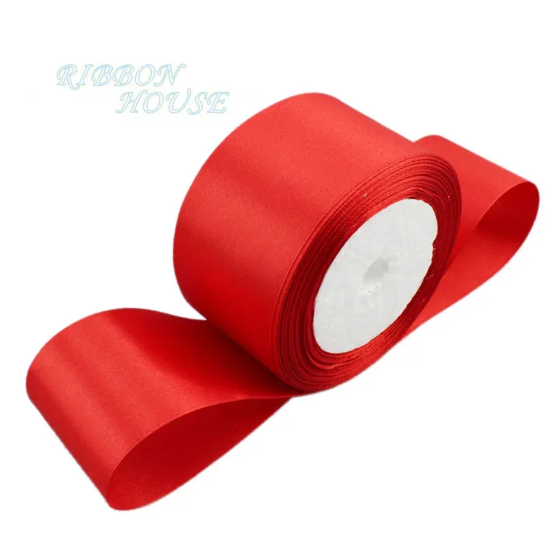 (25 yards/roll) 2'' (50mm) single face Satin Ribbon Webbing Decoration Gift Christmas Ribbons