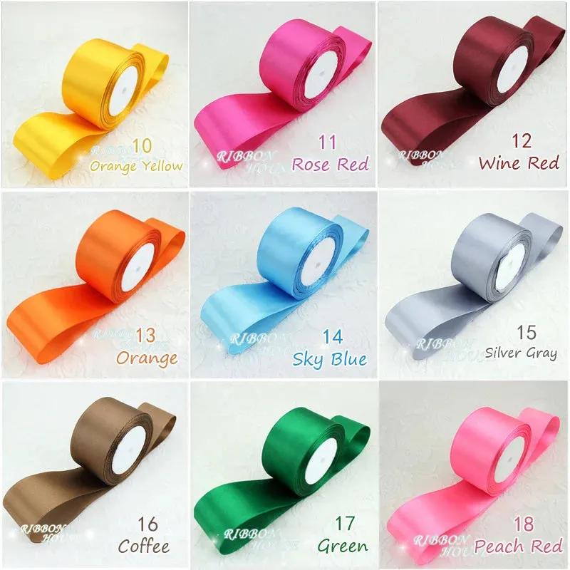 (25 yards/roll) 2'' (50mm) single face Satin Ribbon Webbing Decoration Gift Christmas Ribbons