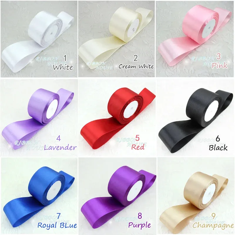 (25 yards/roll) 2'' (50mm) single face Satin Ribbon Webbing Decoration Gift Christmas Ribbons