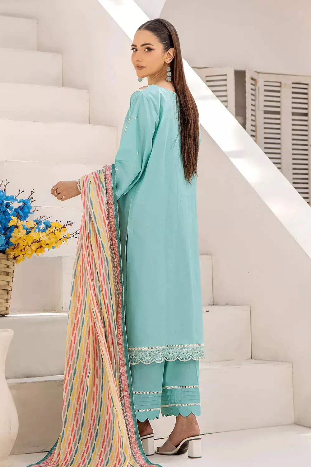 2PC Stitched Embroidered Lawn Shirt and Dupatta KSDE-2496