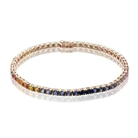 9ct Rose Gold & Multi-Coloured Sapphire Tennis Bracelet