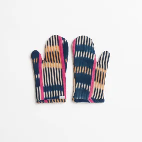 African Baule Oven Mitts - Indigo/Peach/Pink