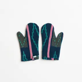 African Baule Oven Mitts - Navy/Pink