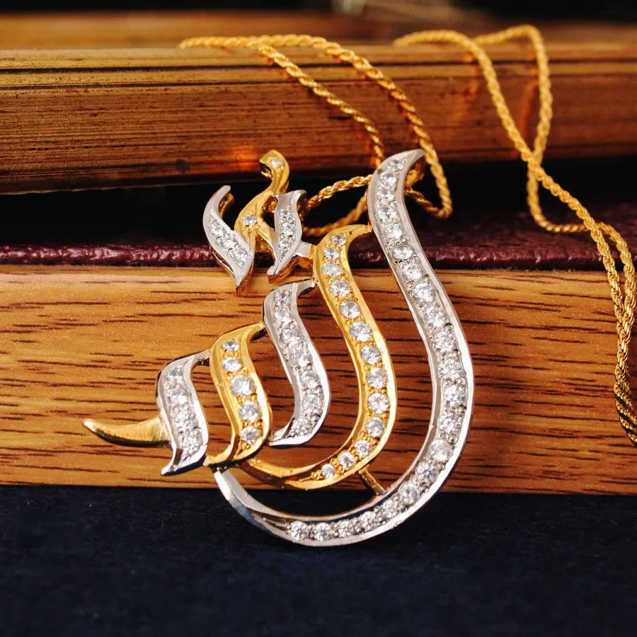 Allah Name Pendant with Zircons