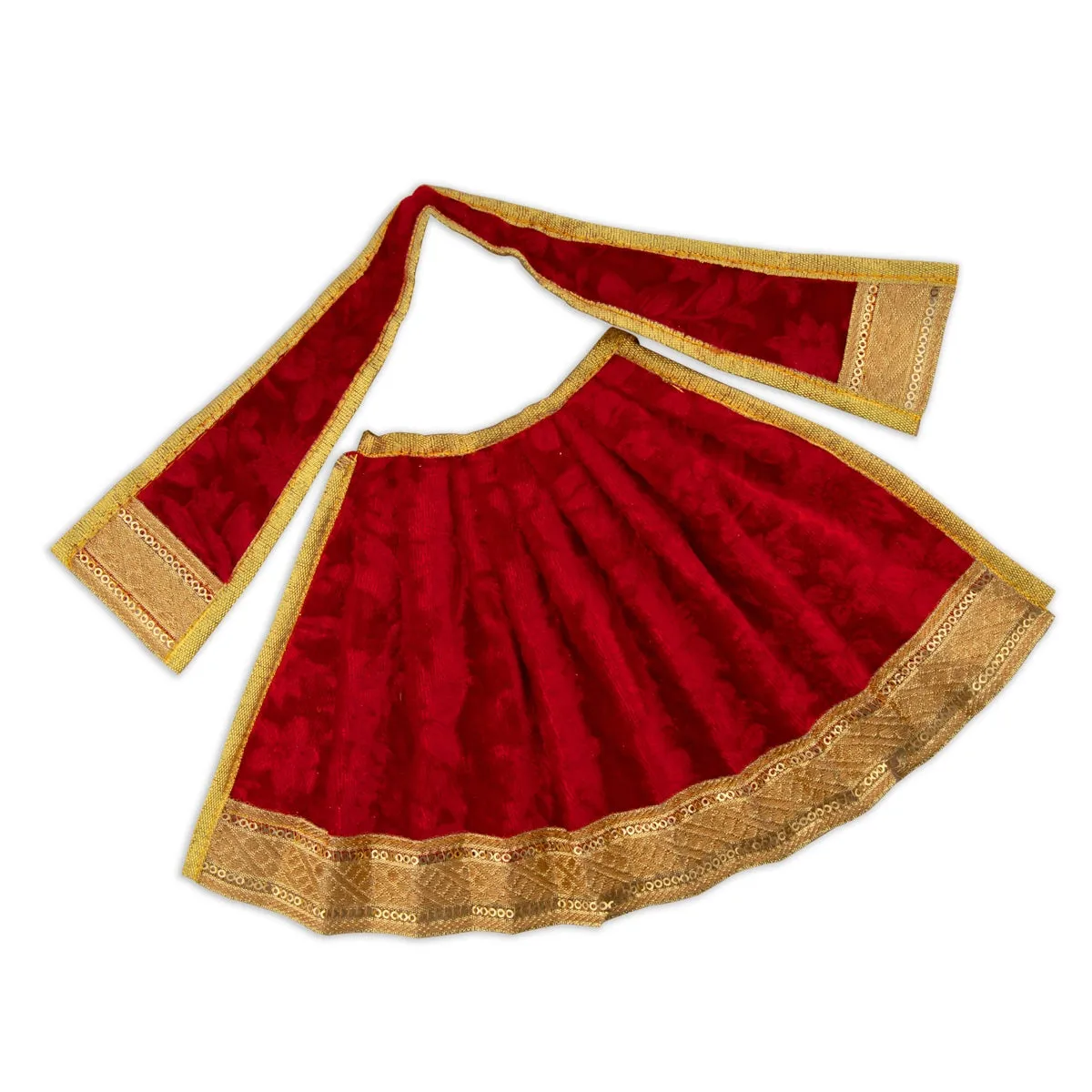 Amman Pavadai - 7 x 13 Inches | Velvet with Jari Border Lehenga Patka/ Mata Dress for Deity/ Assorted Colour