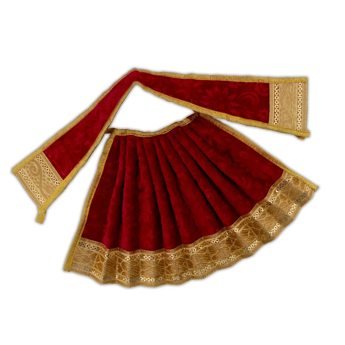 Amman Pavadai - 7 x 13 Inches | Velvet with Jari Border Lehenga Patka/ Mata Dress for Deity/ Assorted Colour