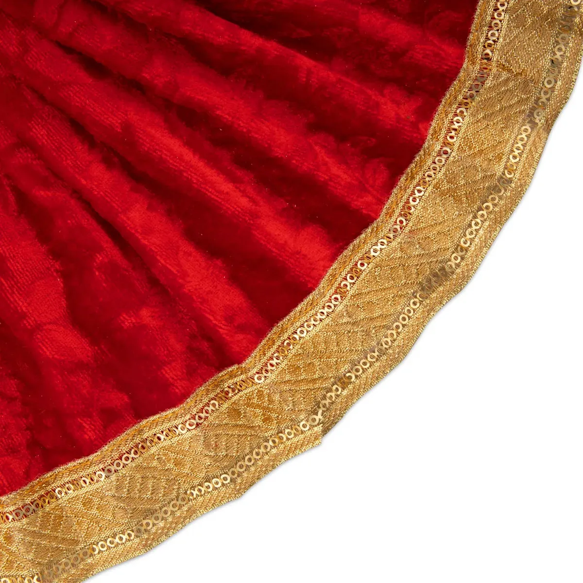 Amman Pavadai - 7 x 13 Inches | Velvet with Jari Border Lehenga Patka/ Mata Dress for Deity/ Assorted Colour