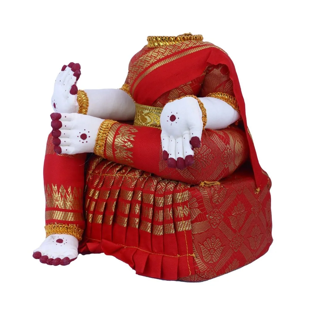 Amman Stand - 9 x 5 Inches | Varalakshmi Decor/ Wooden Ammavari Idol without Face for Deity Decor