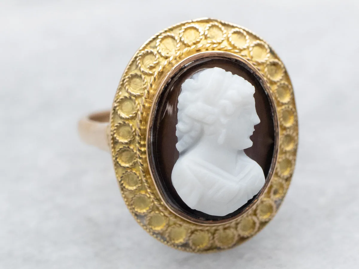 Antique Gold Sardonyx Cameo Ring