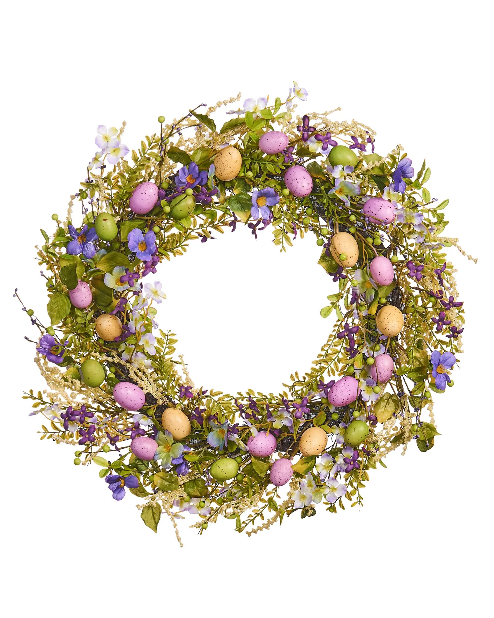 Artificial Floral Egg Wreath, Purple, 28 Inch