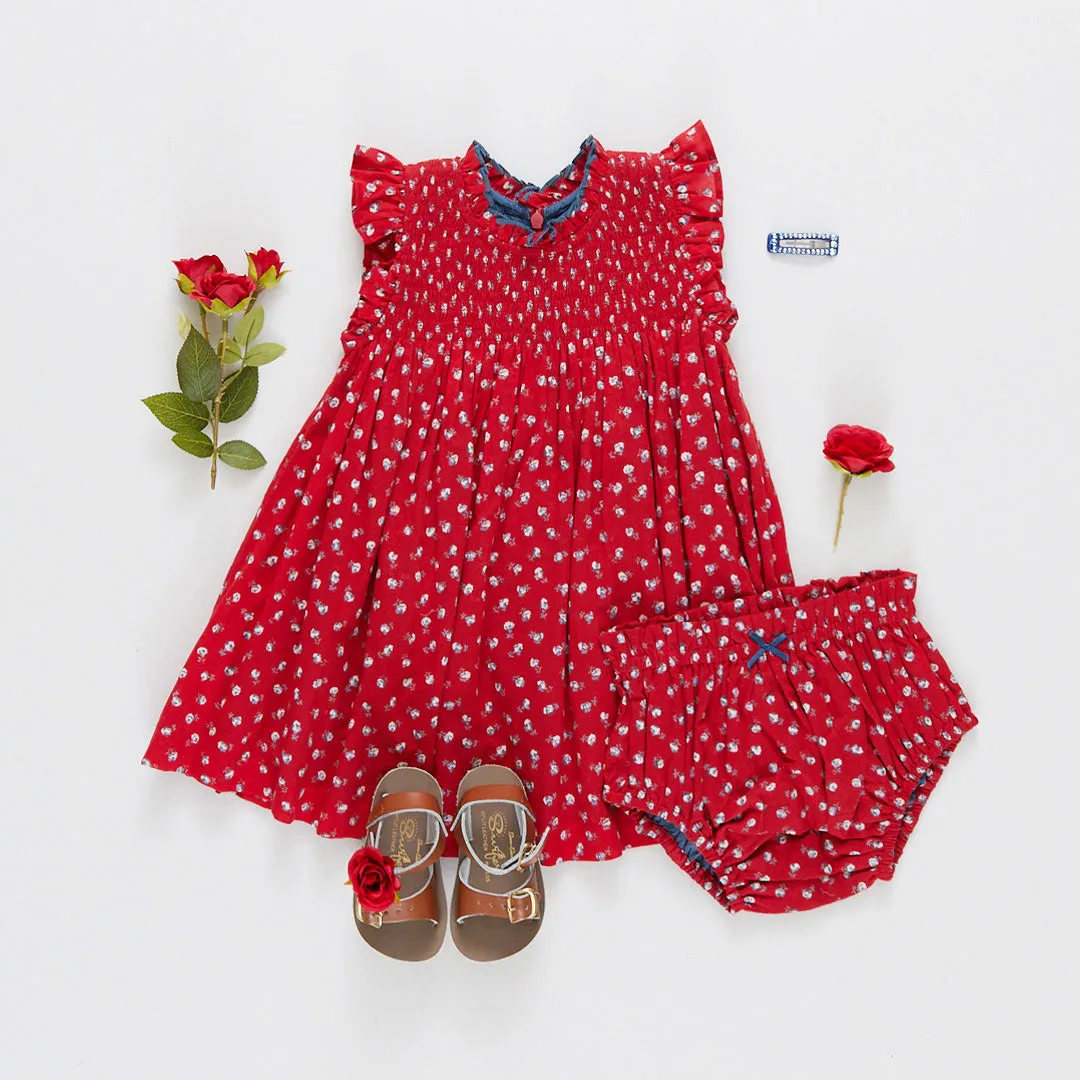 Baby Girls Stevie Dress Set - Tiny Red Roses