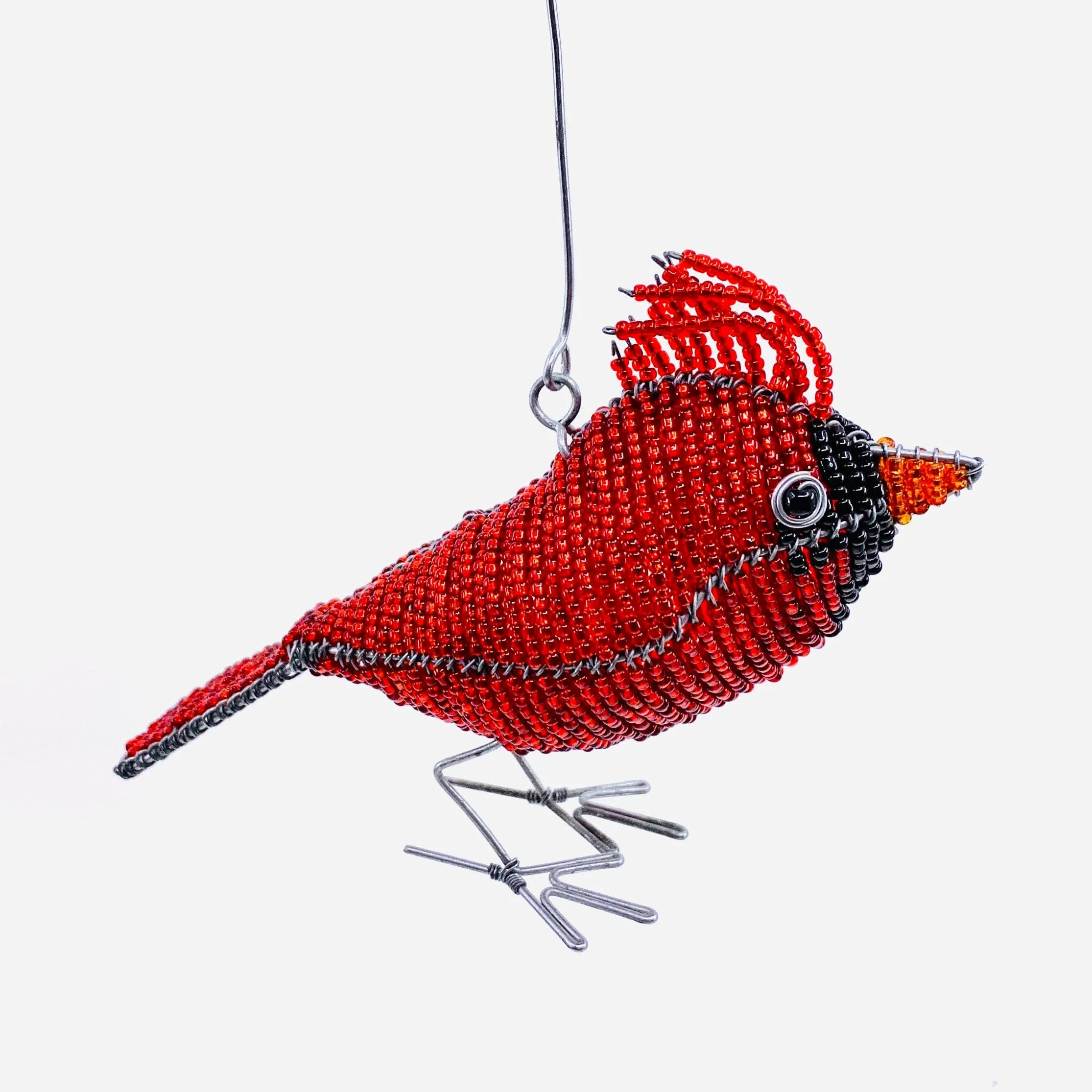 Beaded Bird Ornament, Cardinal