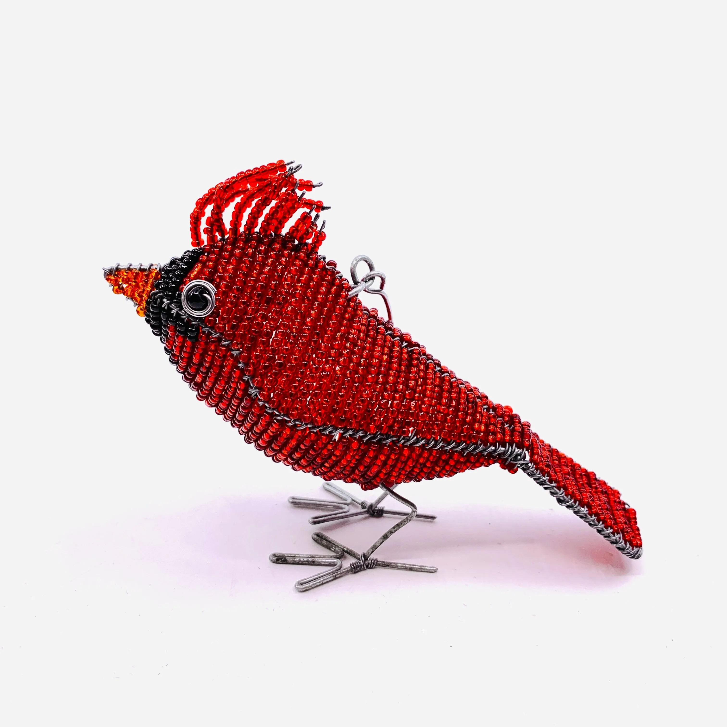 Beaded Bird Ornament, Cardinal