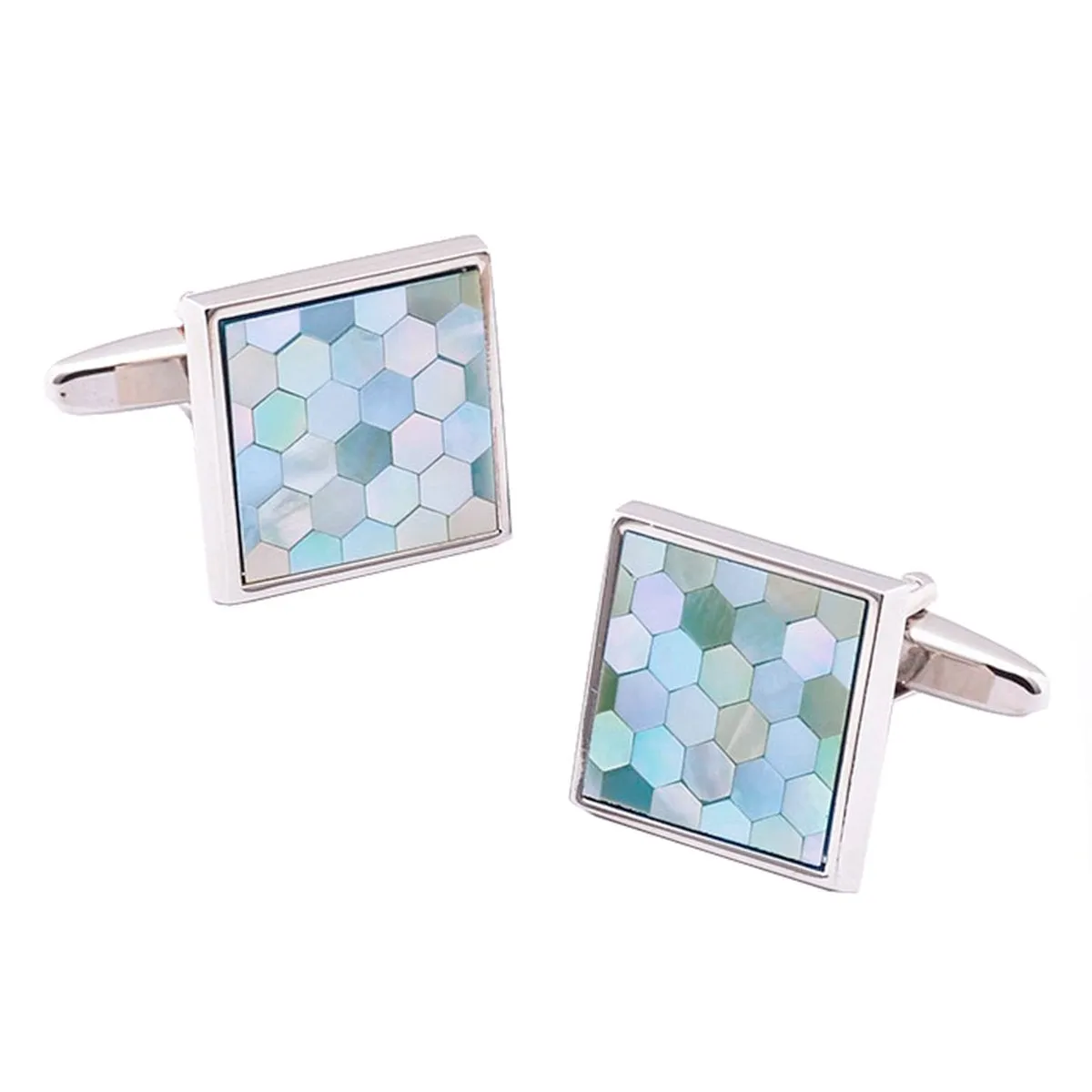 Blue Mother Of Pearl Cufflinks In Box