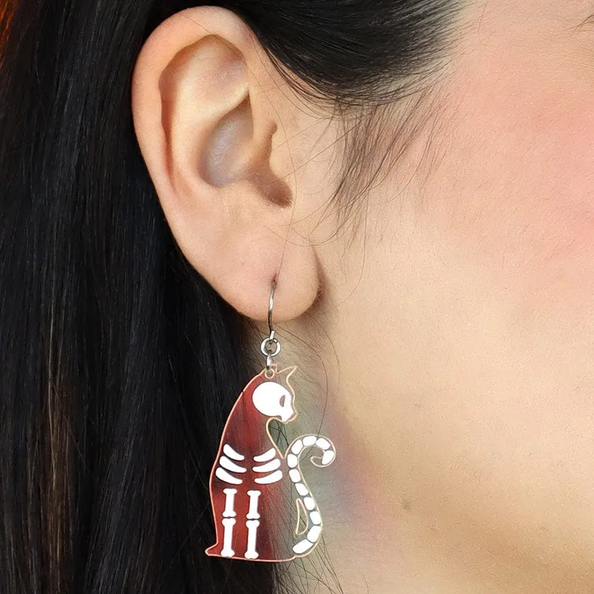 Bone Kitty Drop Earrings - Iridescent