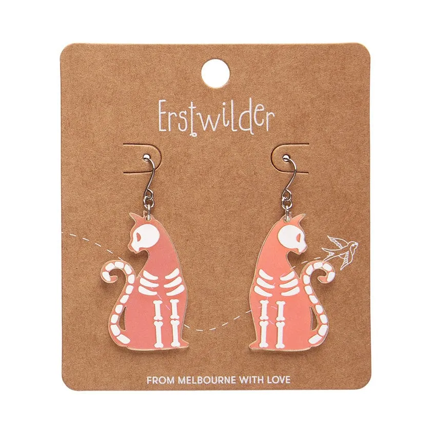 Bone Kitty Drop Earrings - Iridescent