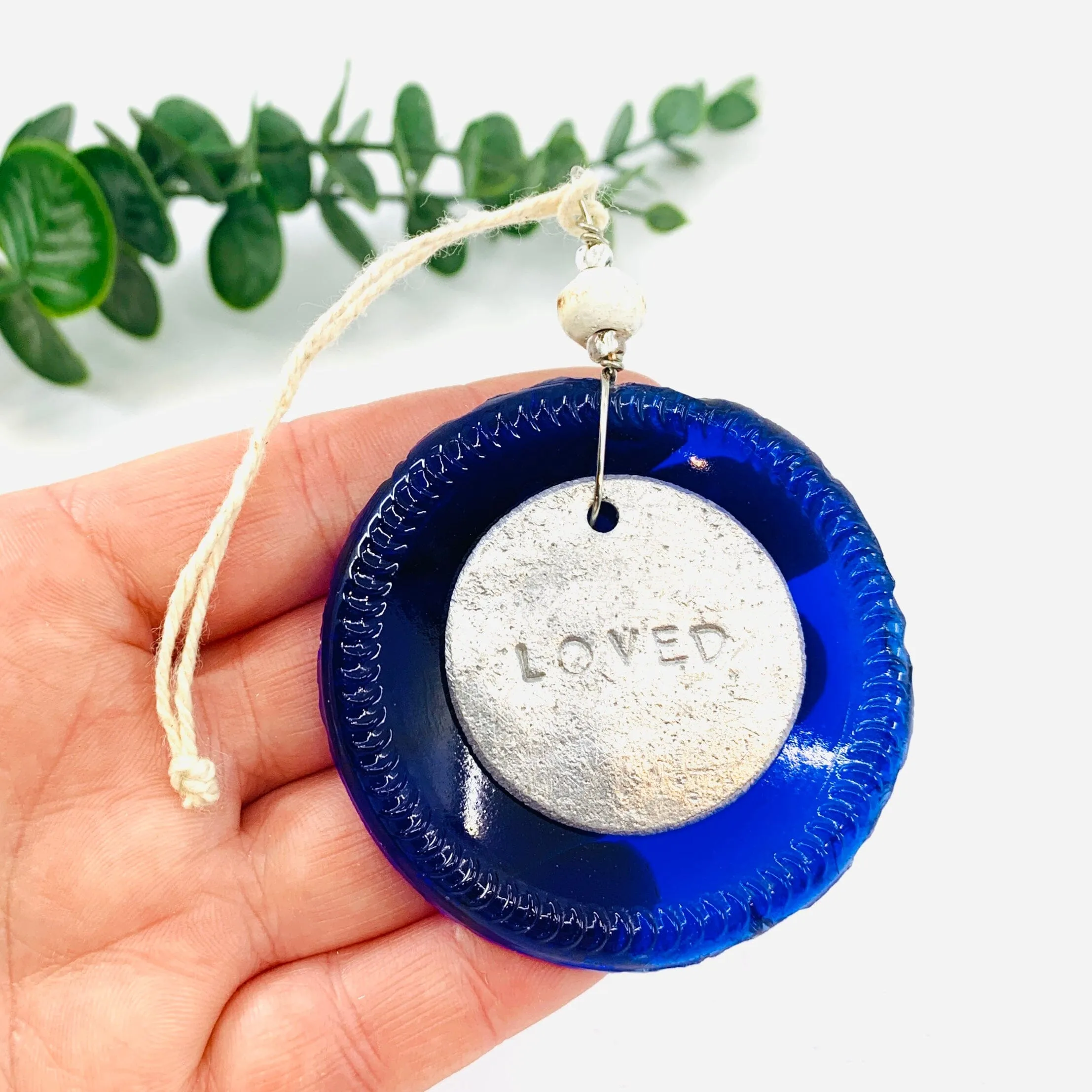 Bottle Bottom Ornament, Loved