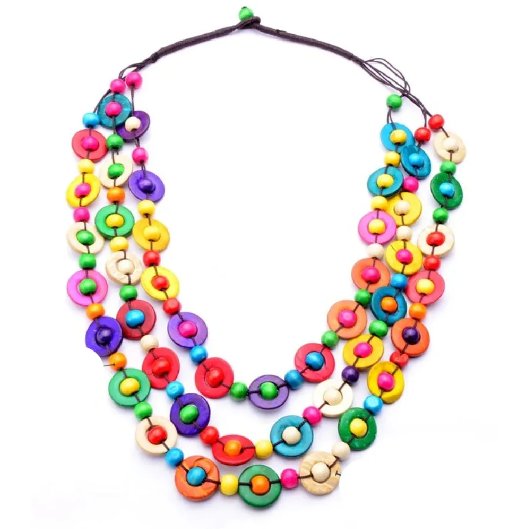 Candy Dots- the Wooden Bead Multi-strand Necklace 13 Color Ways