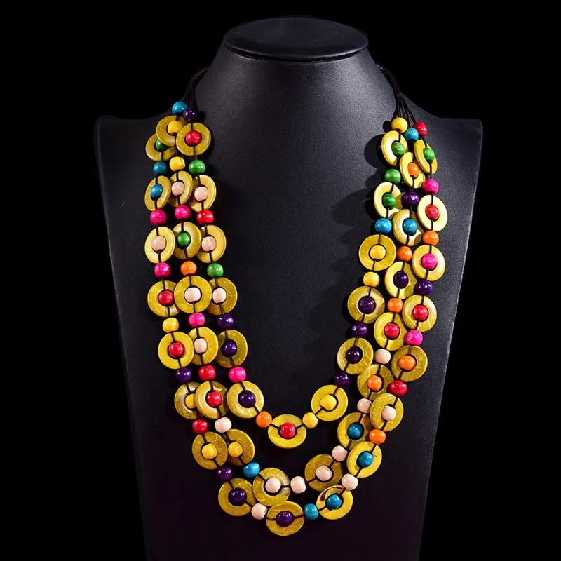 Candy Dots- the Wooden Bead Multi-strand Necklace 13 Color Ways