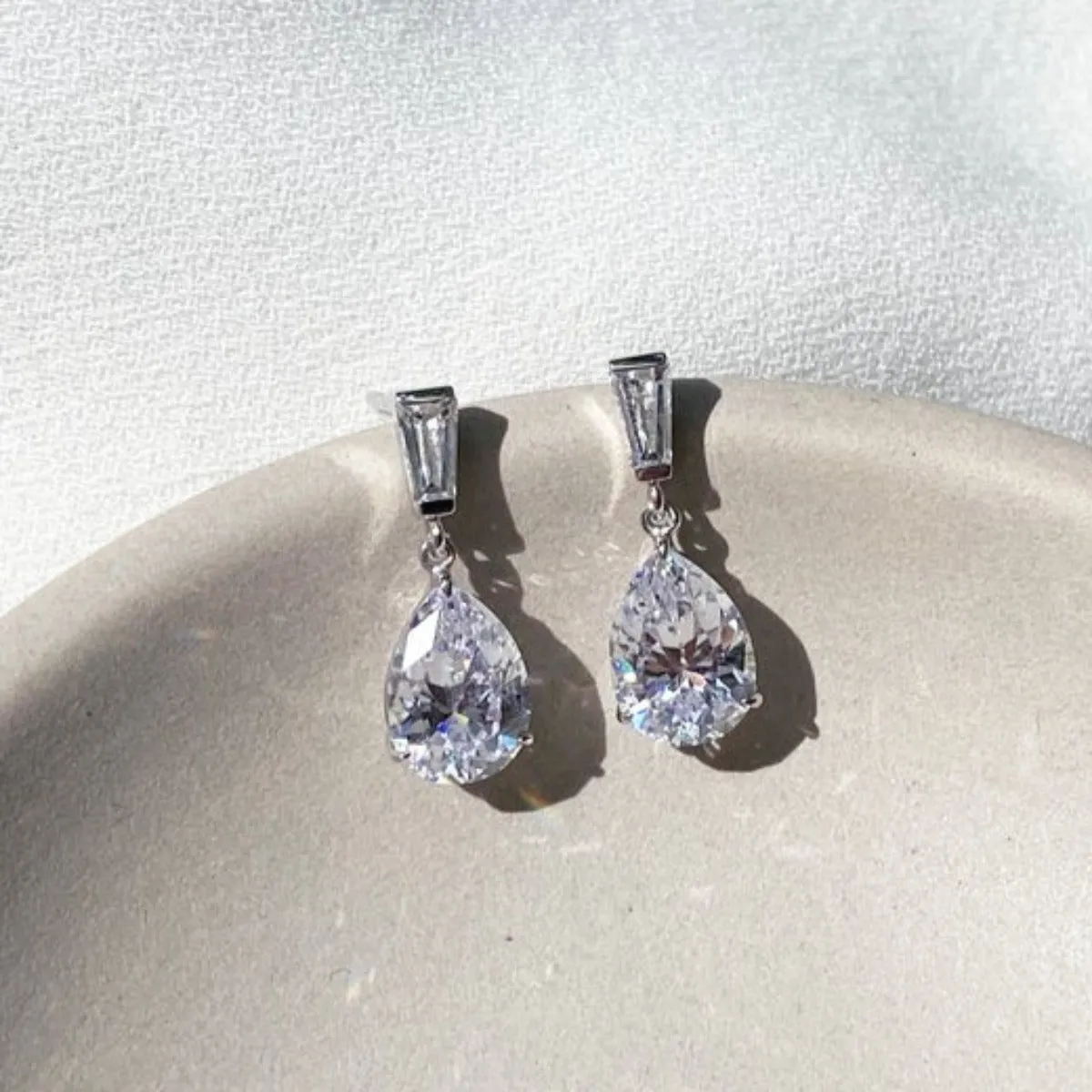 CARAT* London 9K White Gold Alison Baguette  Earrings