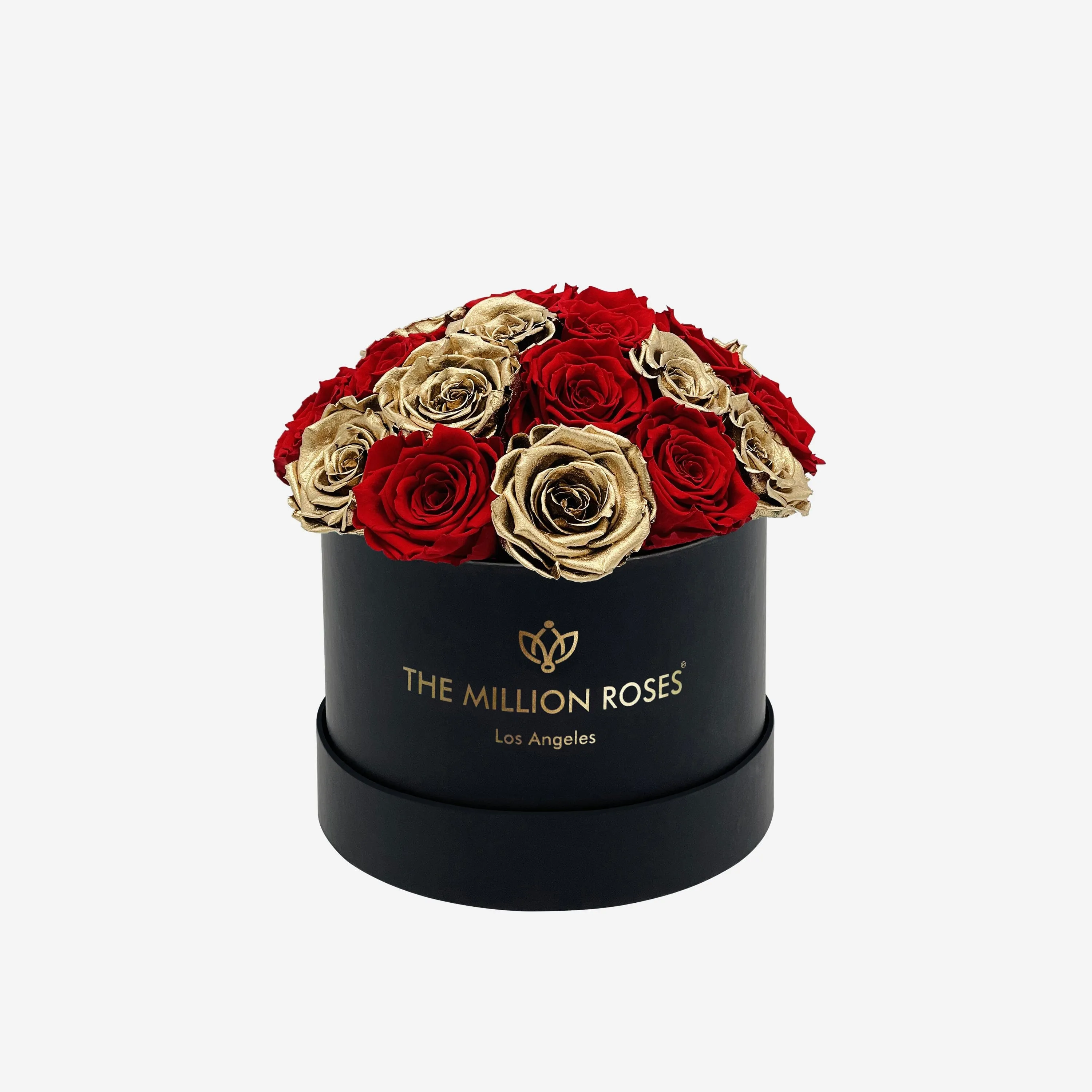 Classic Black Dome Box | Red & Gold Roses