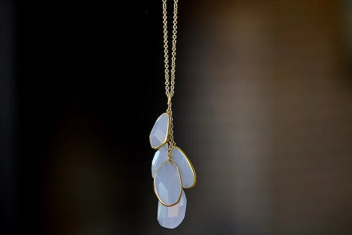 Colette Drill Cluster Five Stone Pendant Necklace in Chalcedony