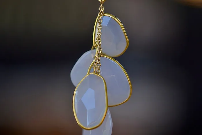 Colette Drill Cluster Five Stone Pendant Necklace in Chalcedony