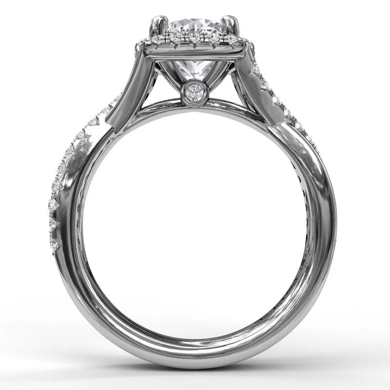 Cushion Halo Twist Engagement Ring