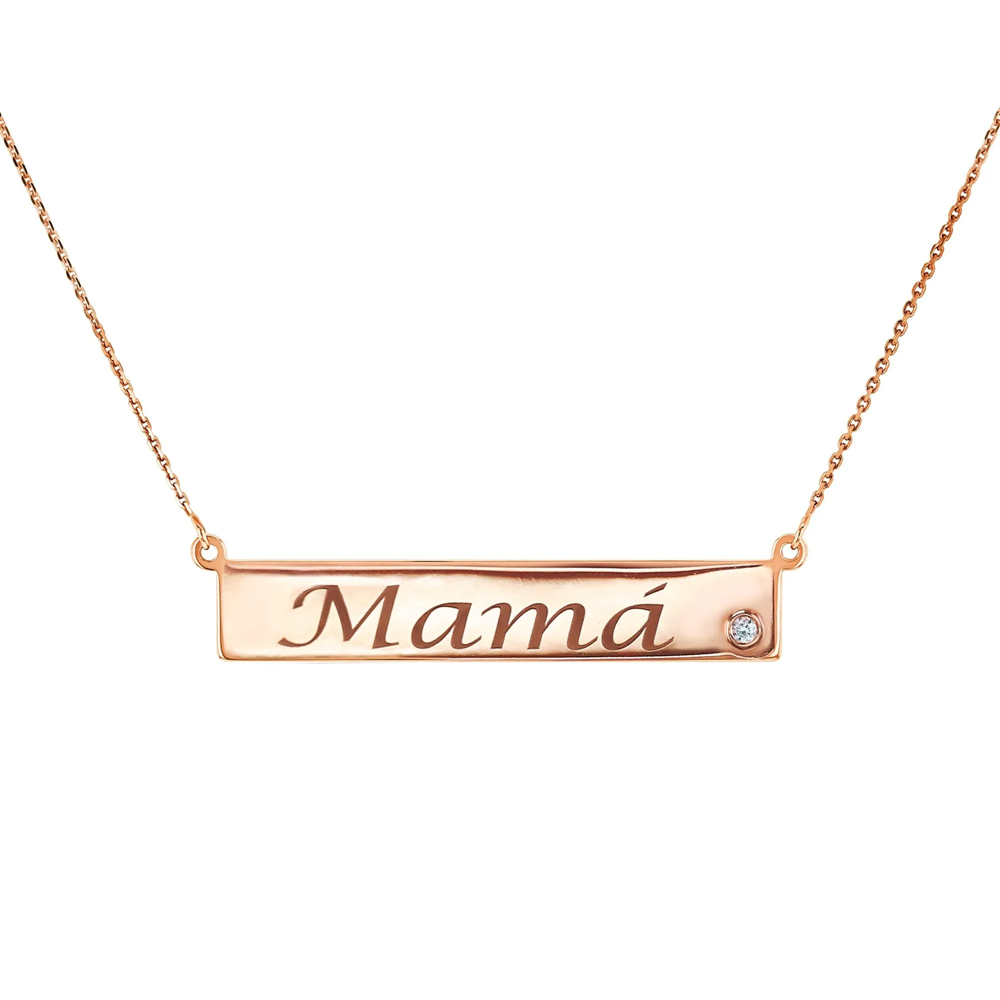 Custom Diamond Accented Gold Name Plate Necklace