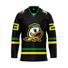 Customized Oregon Black Authentic Sublimated With Twill Jersey