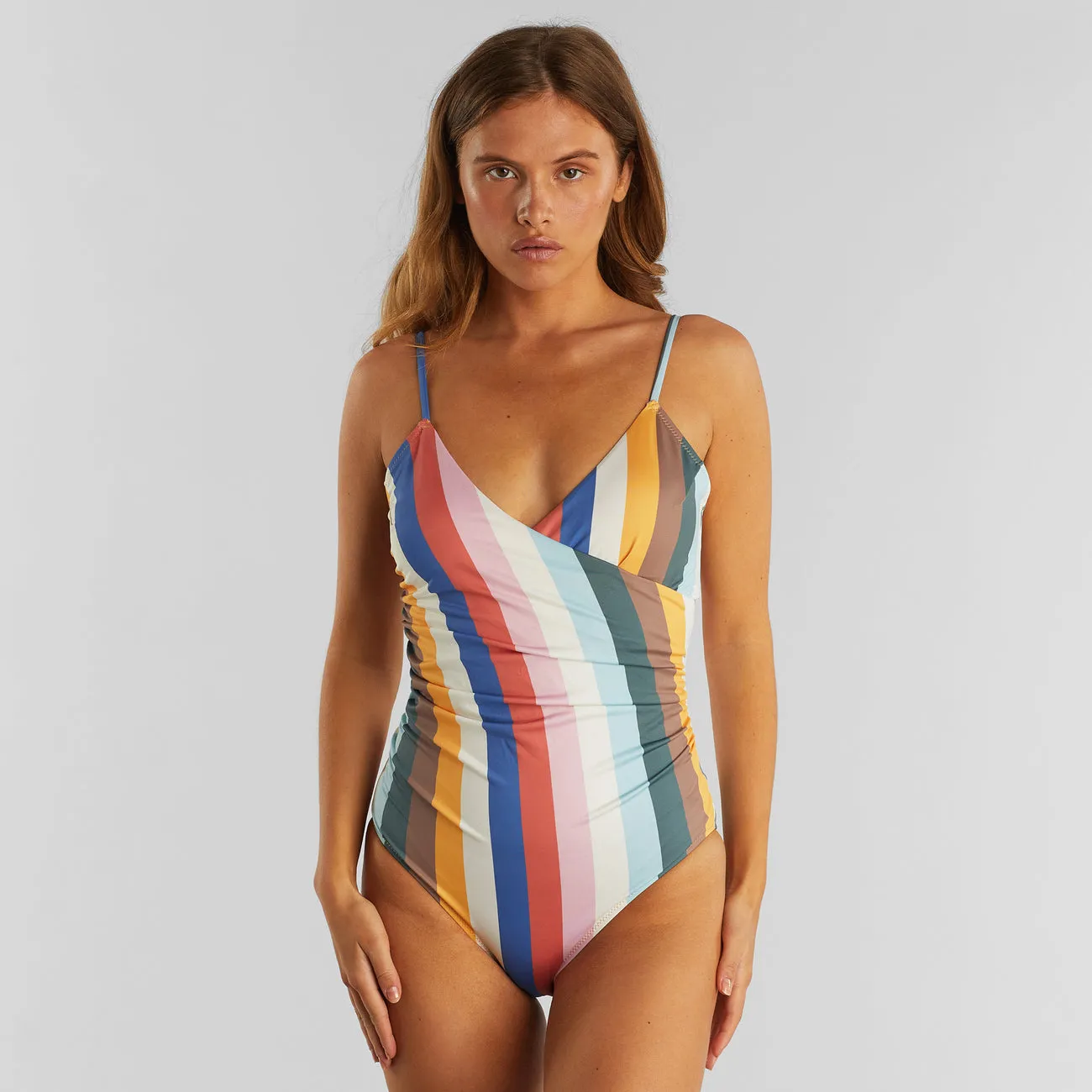 DEDICATED Klinte Wrap swimsuit stripes multi color