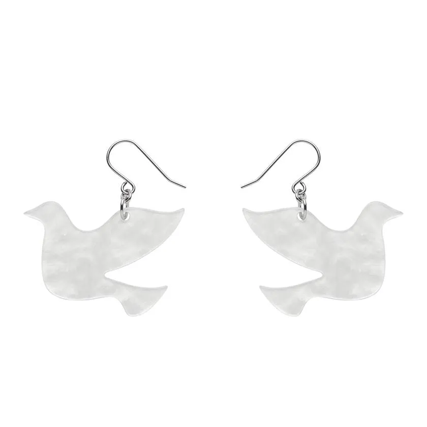 Dove Ripple Resin Drop Earrings - White