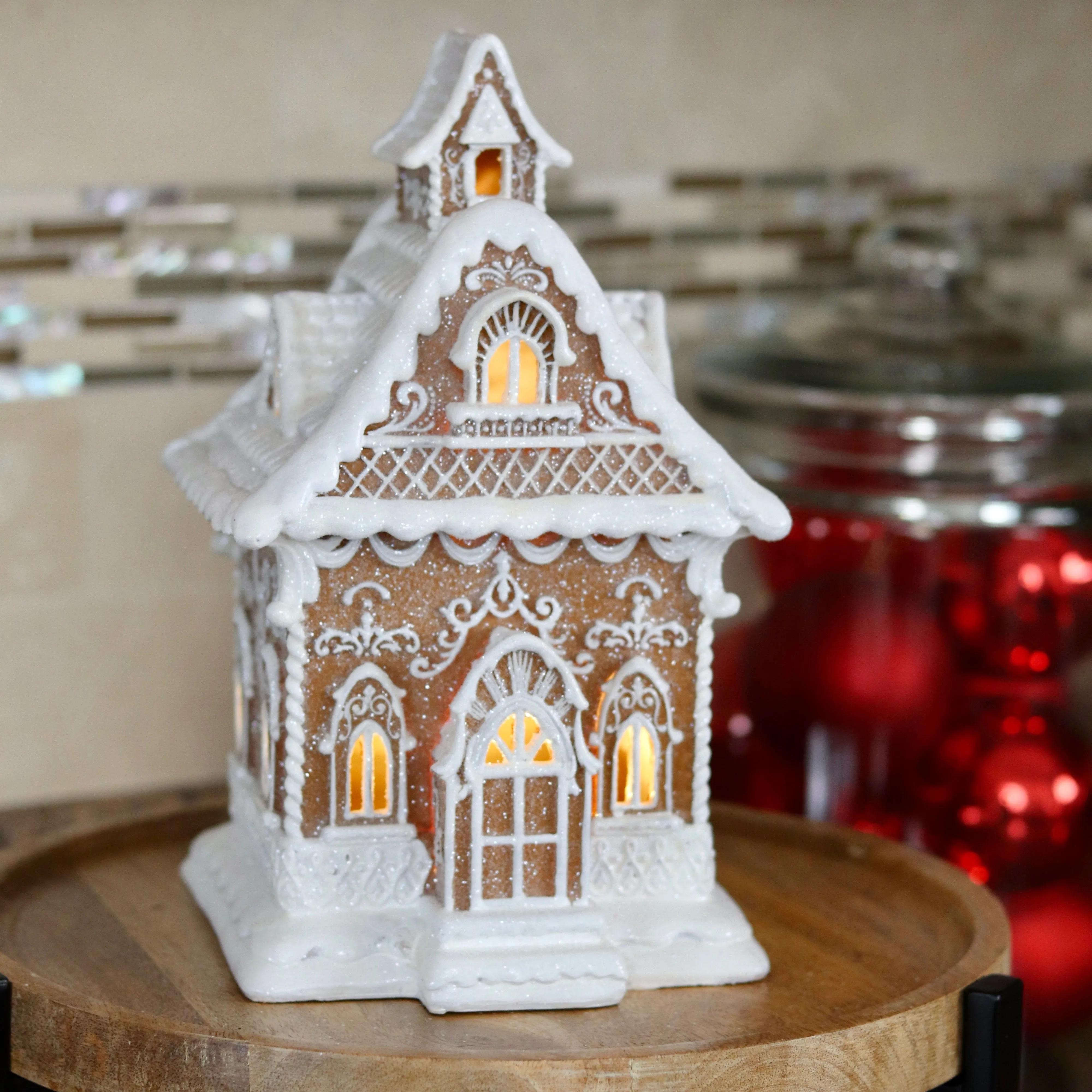 Elegant Gingerbread House with Lights for Just Jill