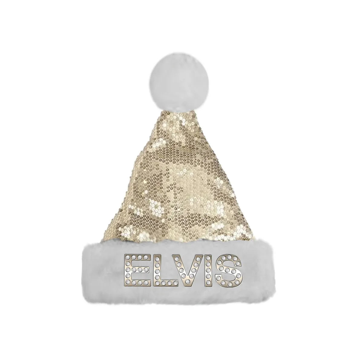 ELVIS Gold Sequin Santa Hat