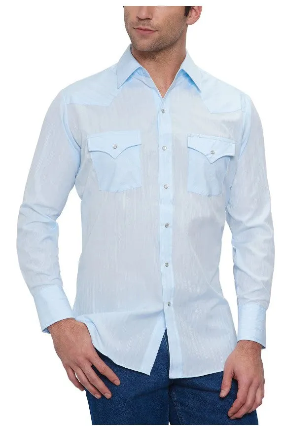 Ely & Walker Long Sleeve Solid Tone on Tone Light Blue Western Shirt 15201934-82