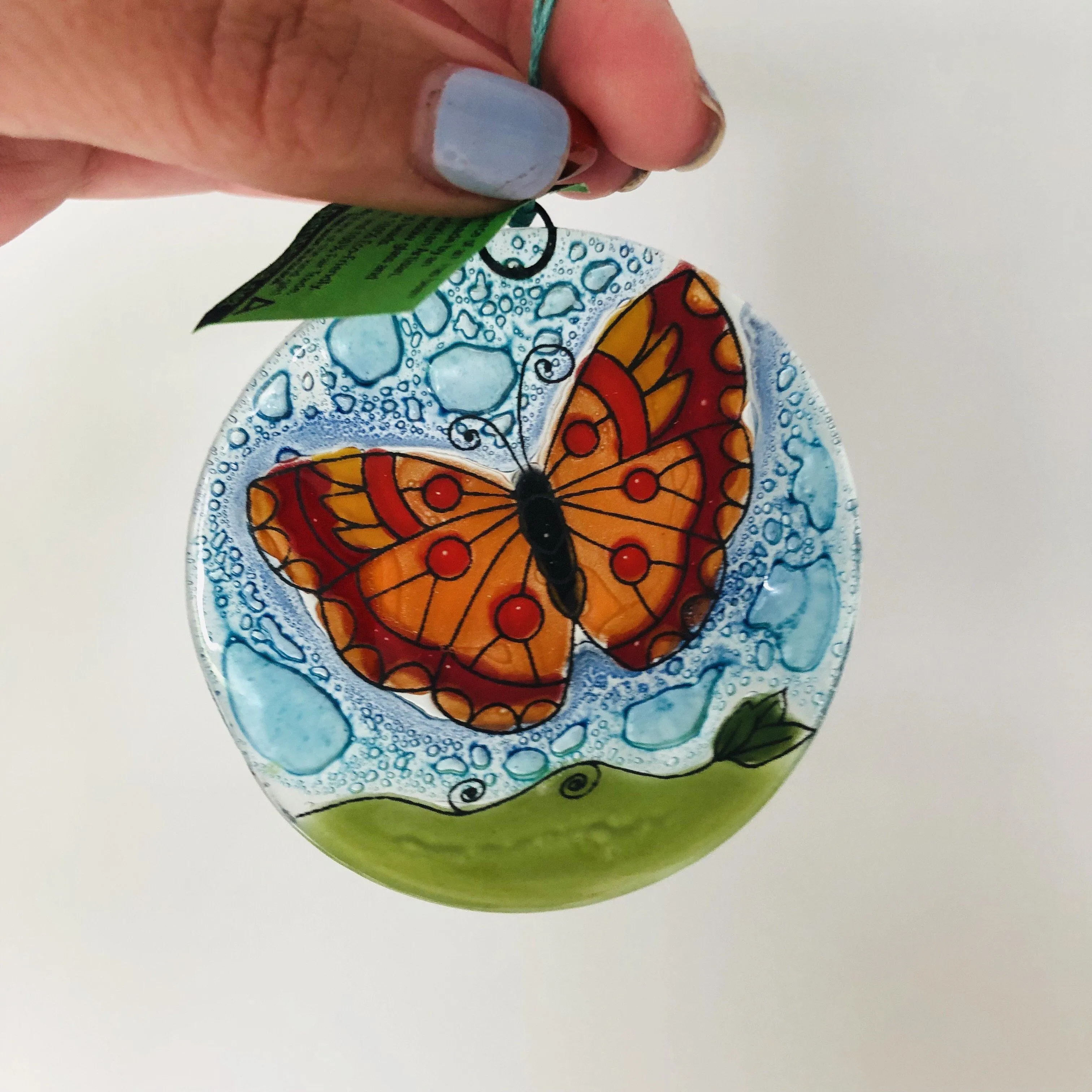 Fair Trade Ornament 158 Red and orange butterfly