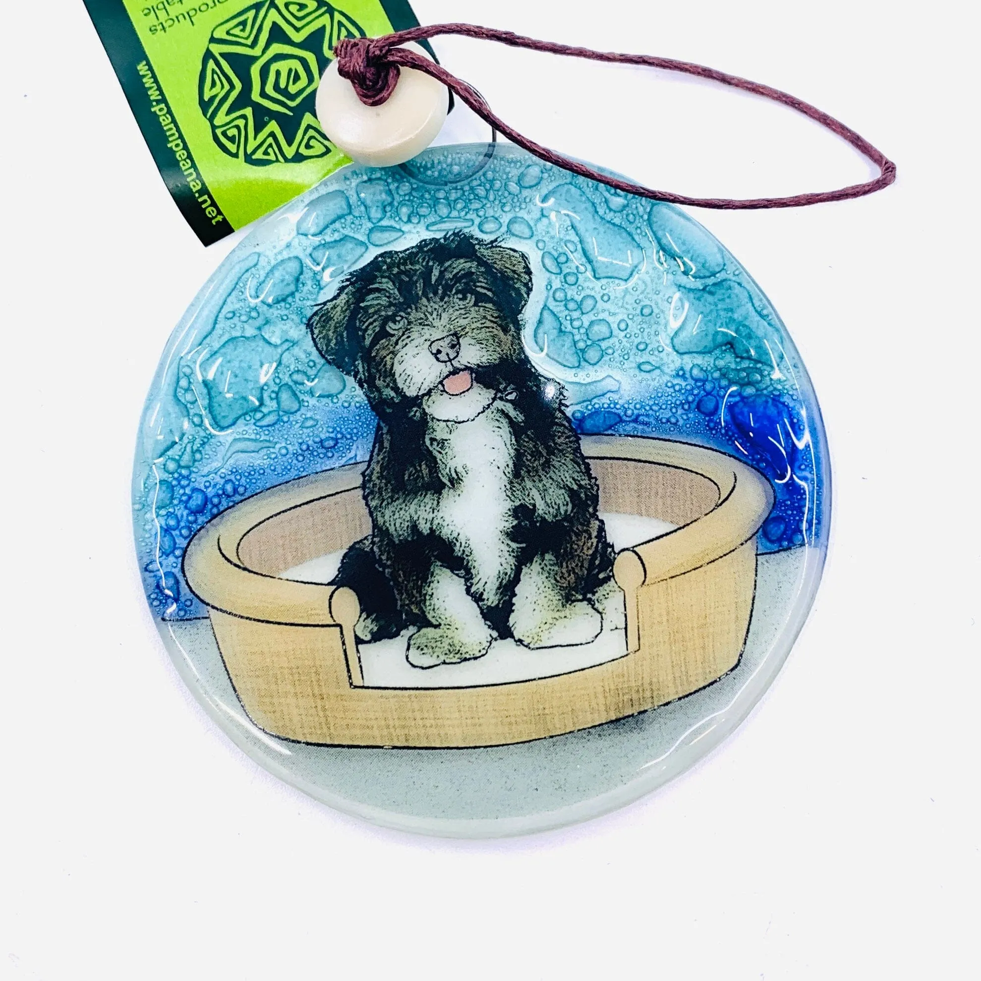 Fair Trade Ornament 43 B&W Furry Terrier