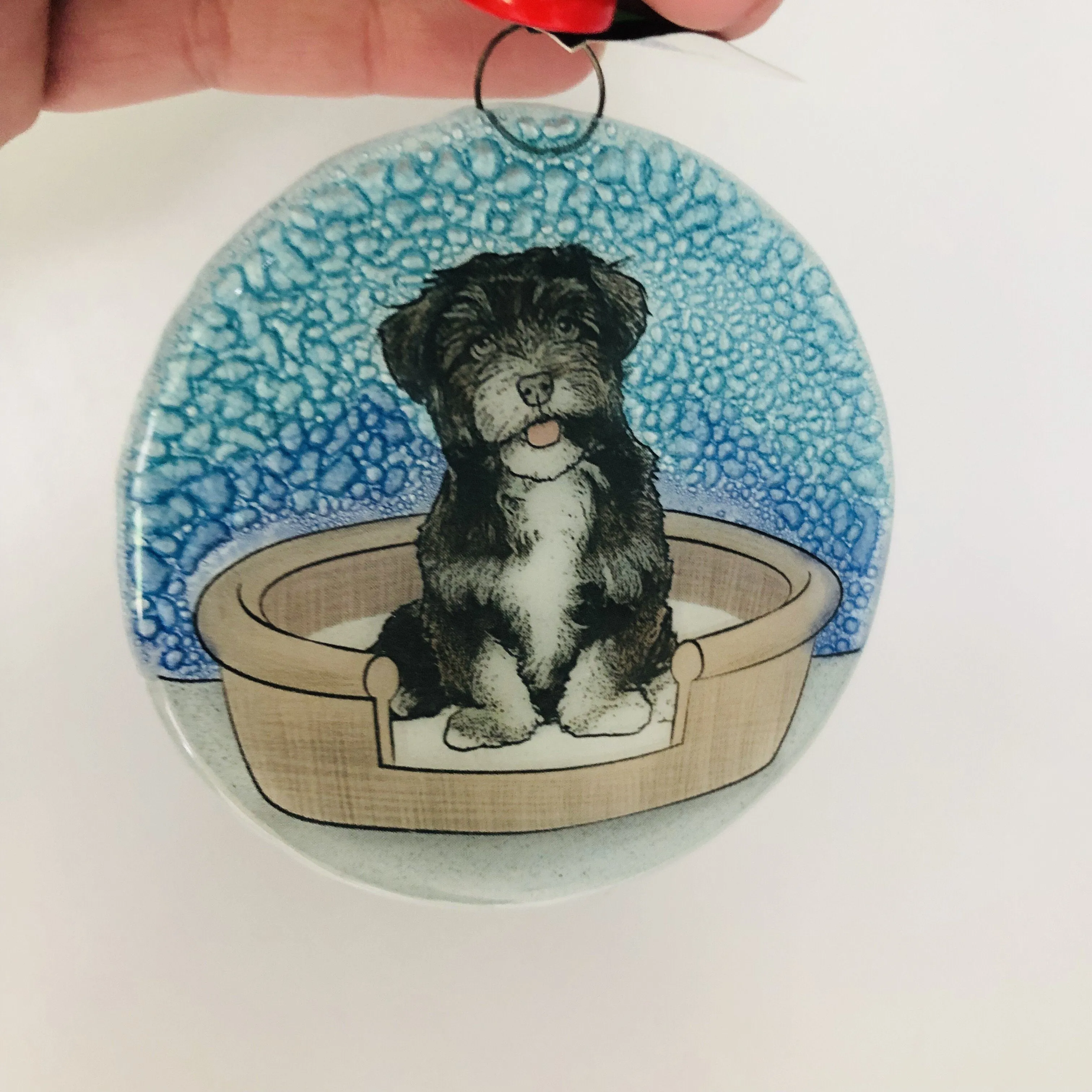 Fair Trade Ornament 43 B&W Furry Terrier